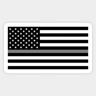 American Flag Thin Silver Line Sticker